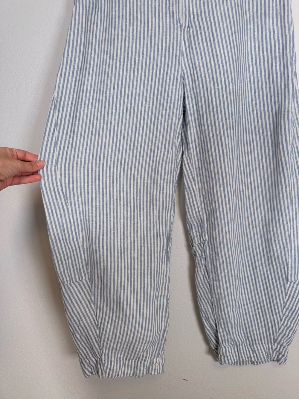 Ruti Uptown linen pinstripe Loose Barrel Leg Pants size 12 - Picture 5 of 10